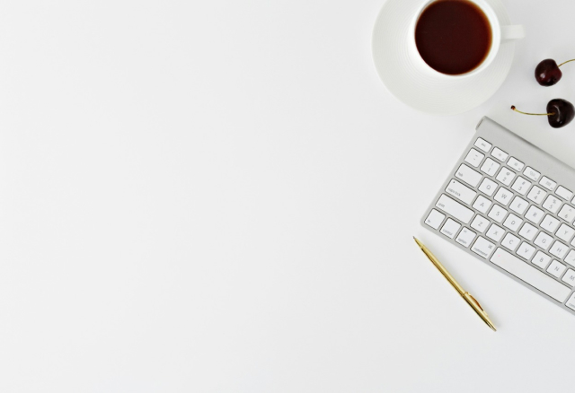 Top-dow view of white desk