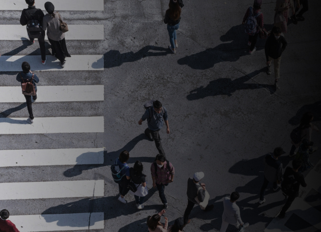 People walking on crowded street